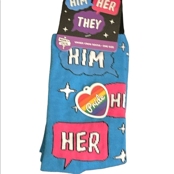 Unisex Non Binary Pride Crew Socks - Picture 1 of 5